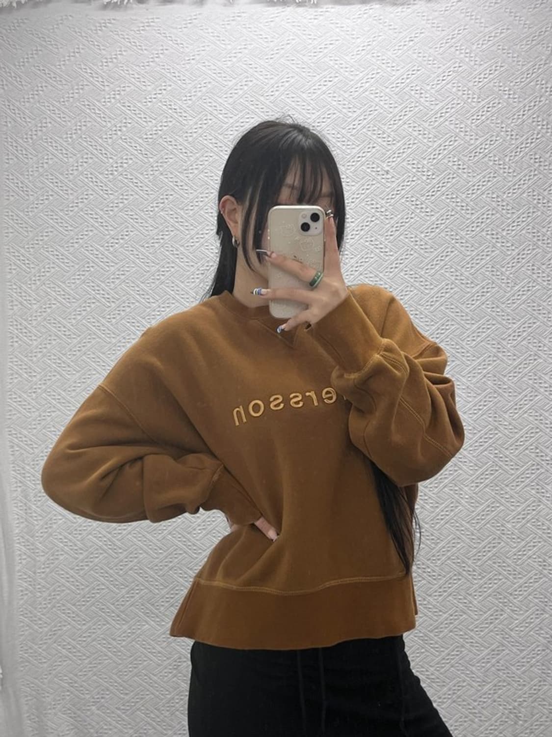 앤더슨벨 모던 캐주얼 폭닥브라운 빅로고 기모 맨투맨 L C07842 상품이미지2