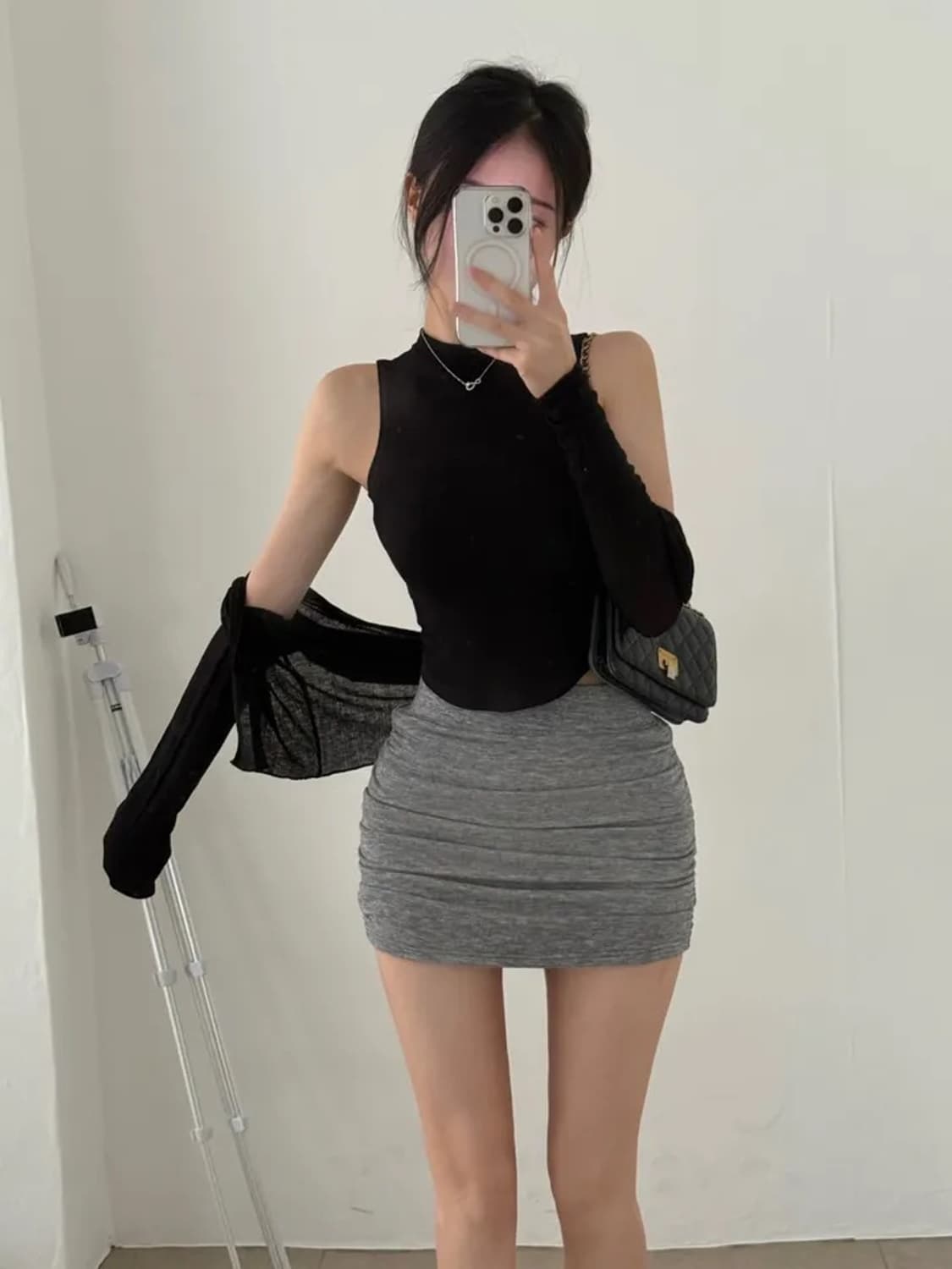 셔링 골반패드 미니 스커트 상품이미지1