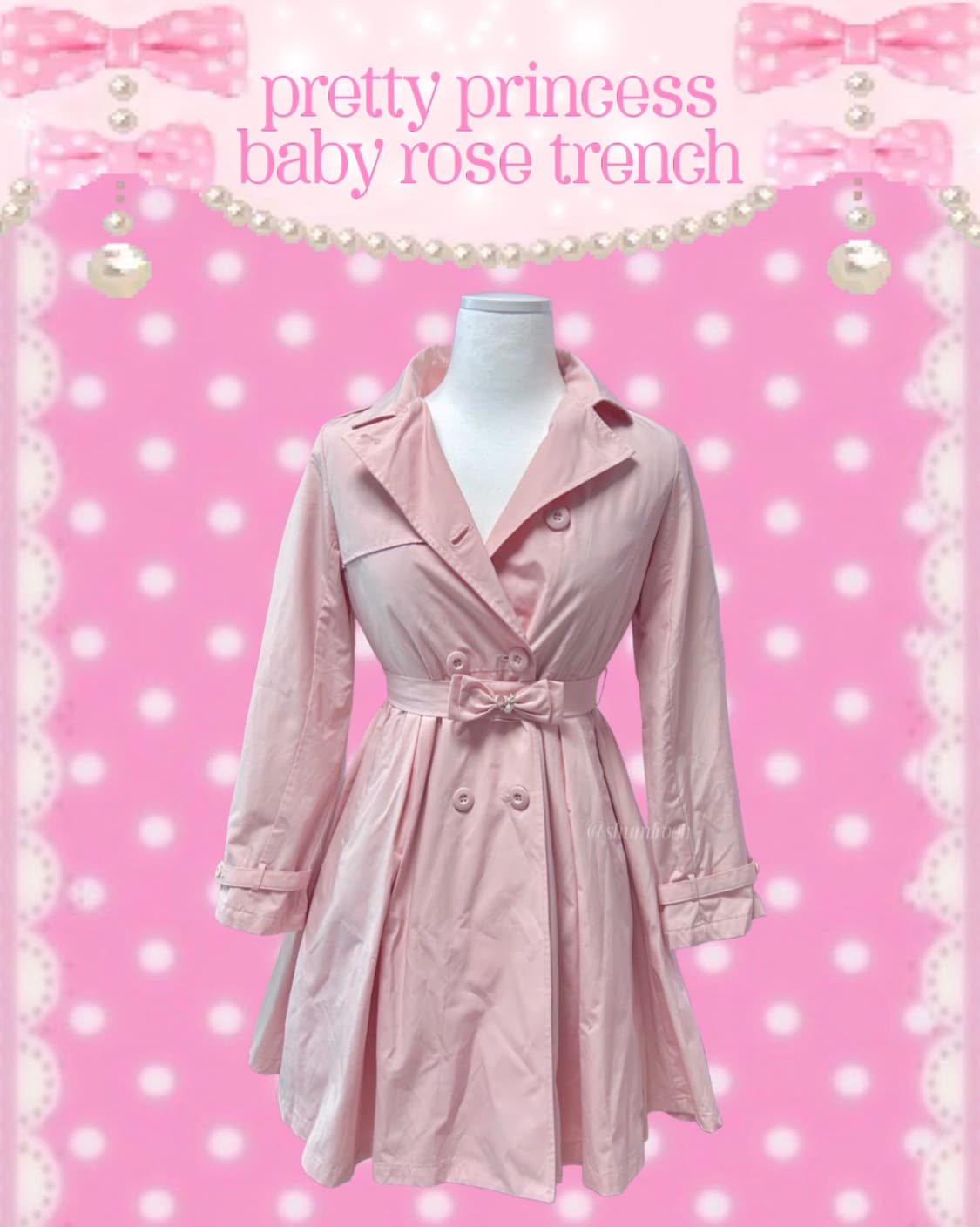 히메갸루 리본쥬얼 핑크 트렌치코트 상품이미지1