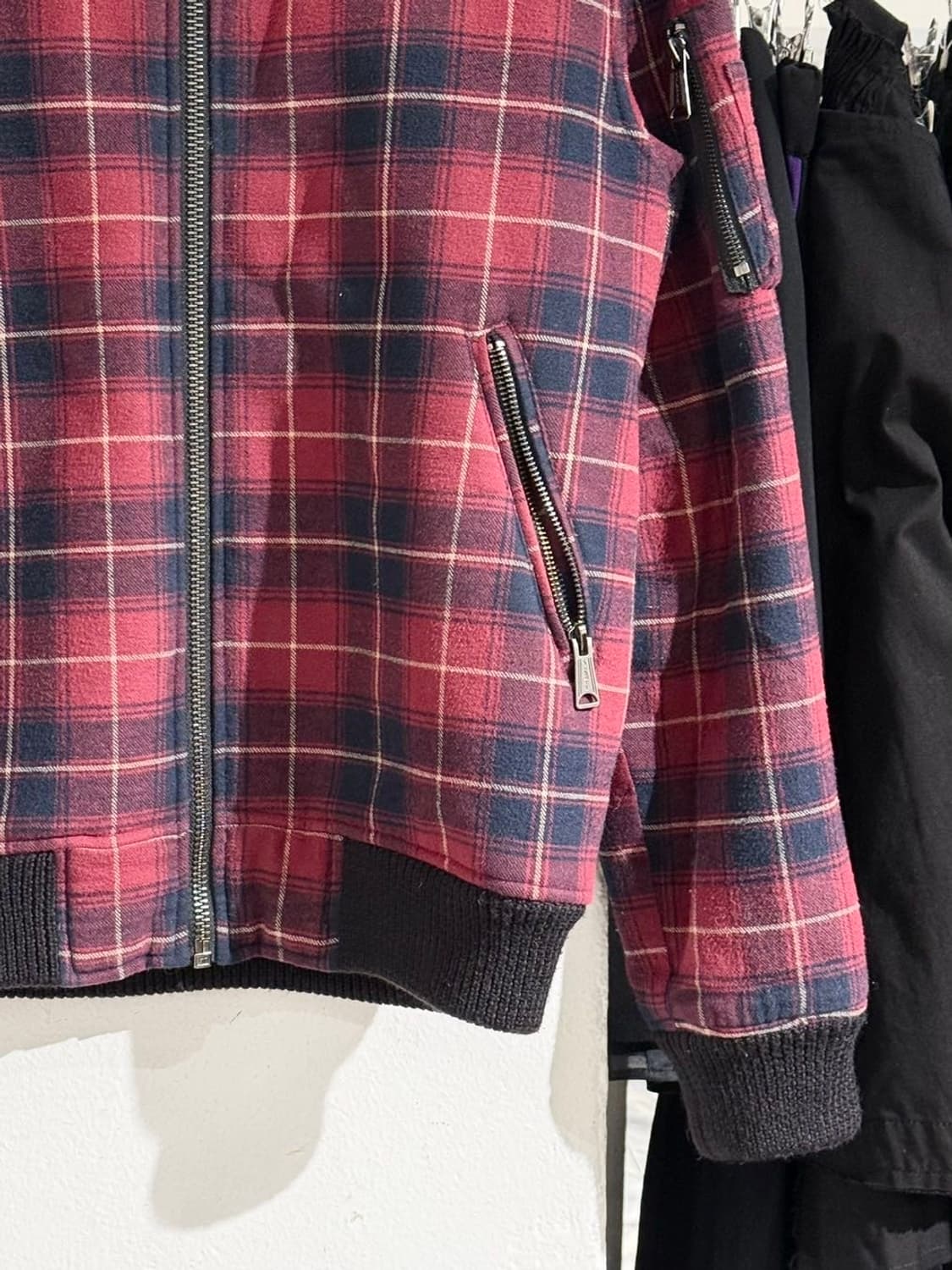 쇼트 타탄 체크 셰르파 봄버 자켓 상품이미지5