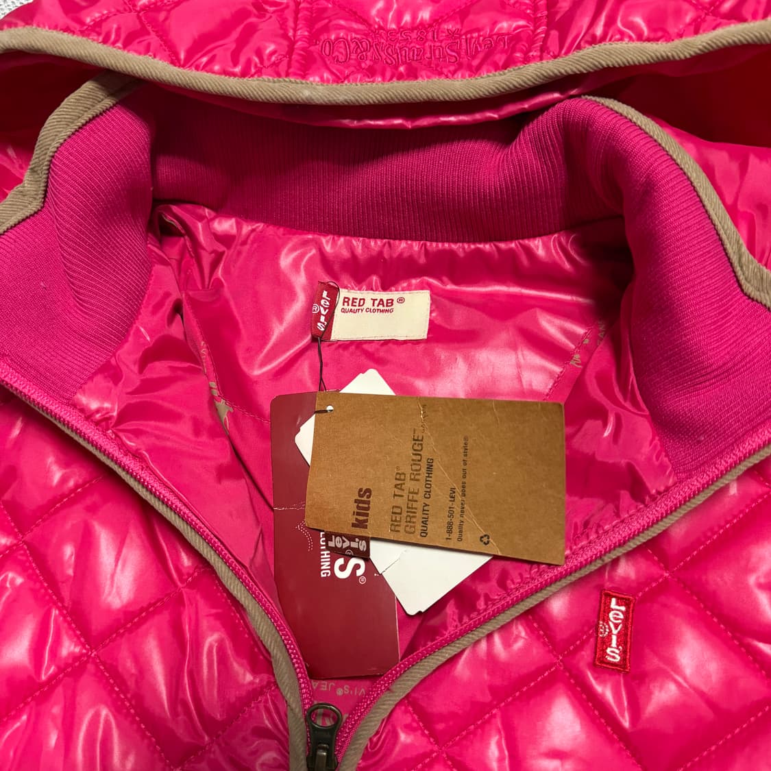 리바이스 핑크 퀼팅 후드 자켓 상품이미지2