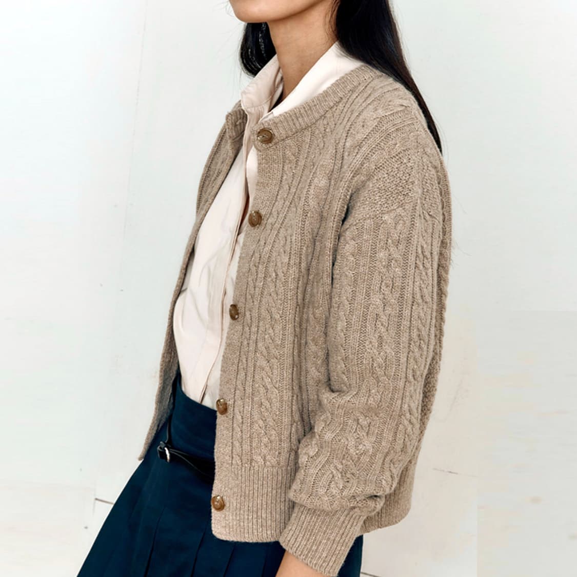 하시에(HACIE) 울 케이블 니트가디건 프리사이즈 새상품 상품이미지3