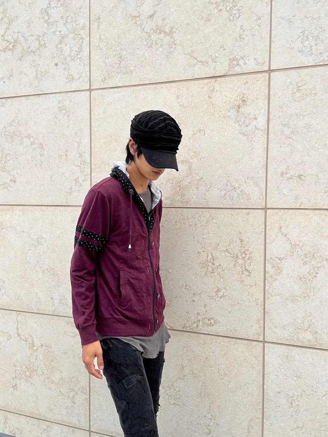 “Vintage” Y2K burgundy Dot Pattern Detai 상품이미지7