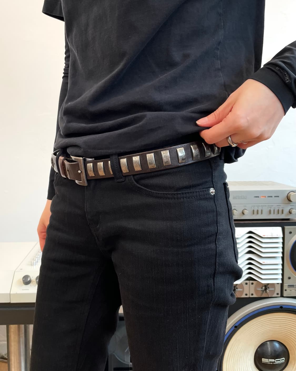 빈티지 스터드 레더 벨트 상품이미지4