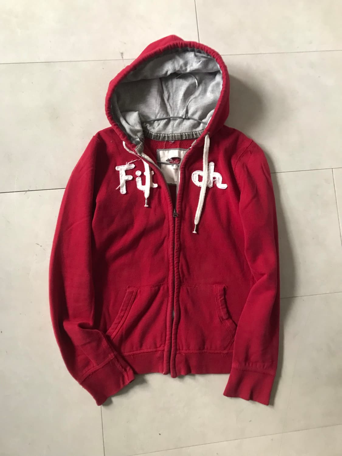 아베크롬비 딥레드 슬림핏 후드집업 상품이미지9