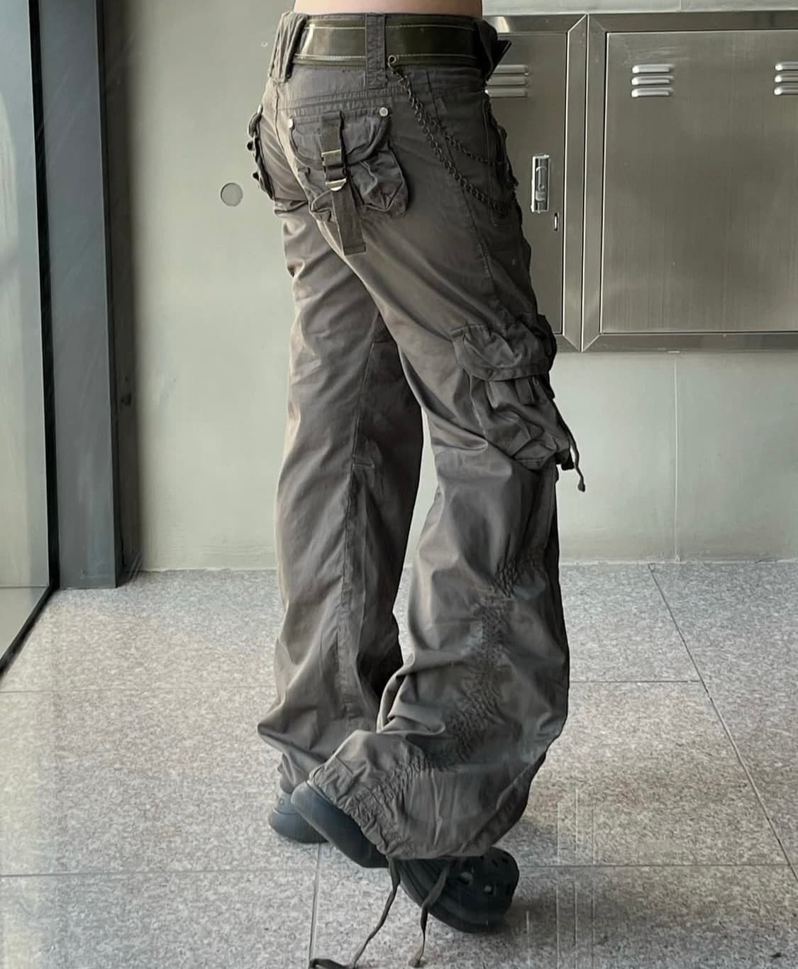 카키 부츠컷 카고팬츠   상품이미지5