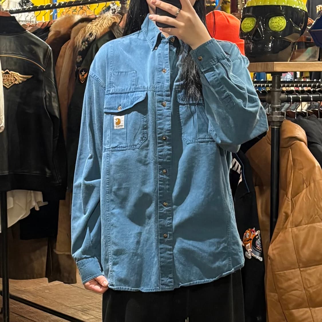 [HI]  Carhartt 칼하트 투포켓 긴팔셔츠 블루 상품이미지1
