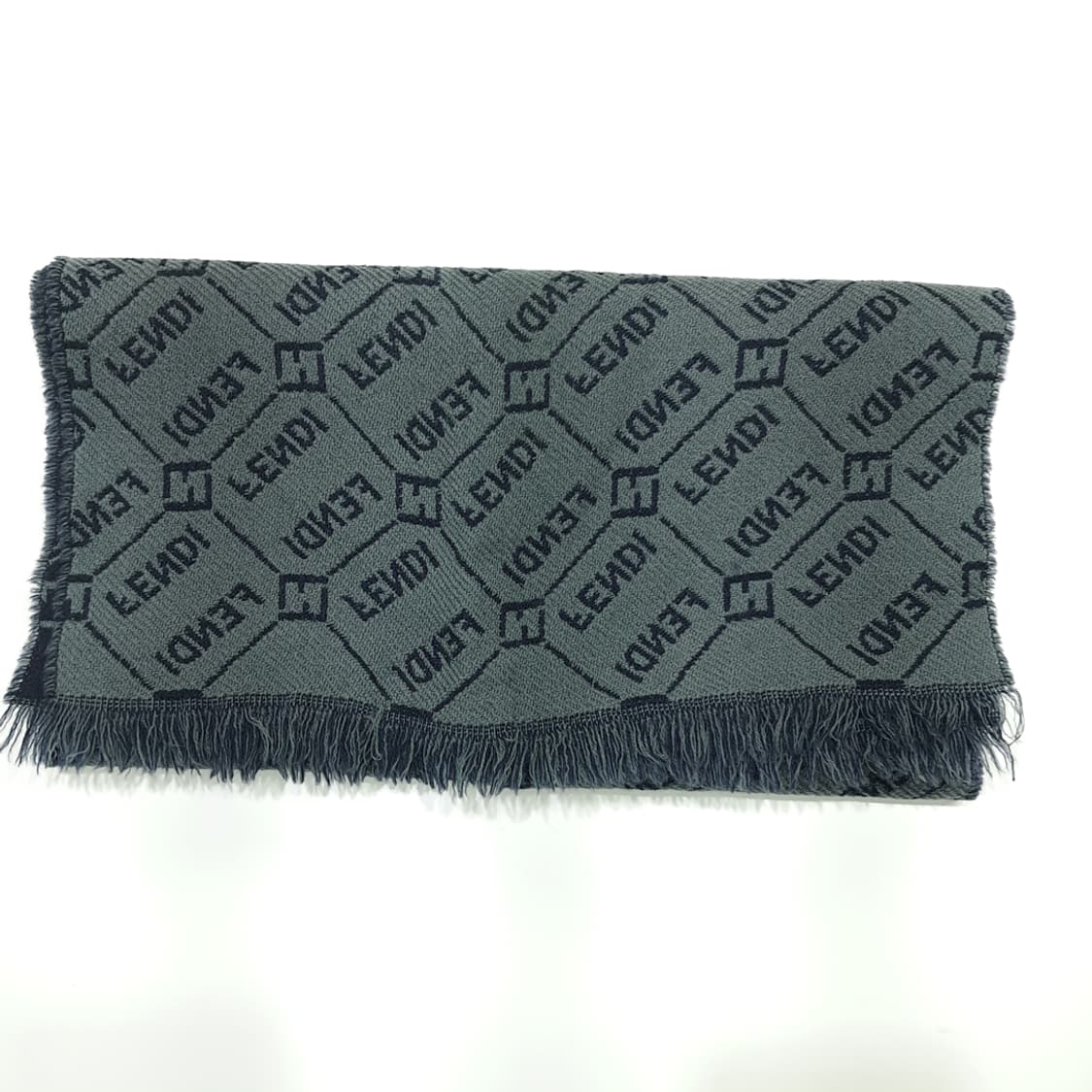 MX198 펜디 FF 모노그램 세이지그린 네이비 울 양면 목도리 머플러 상품이미지8