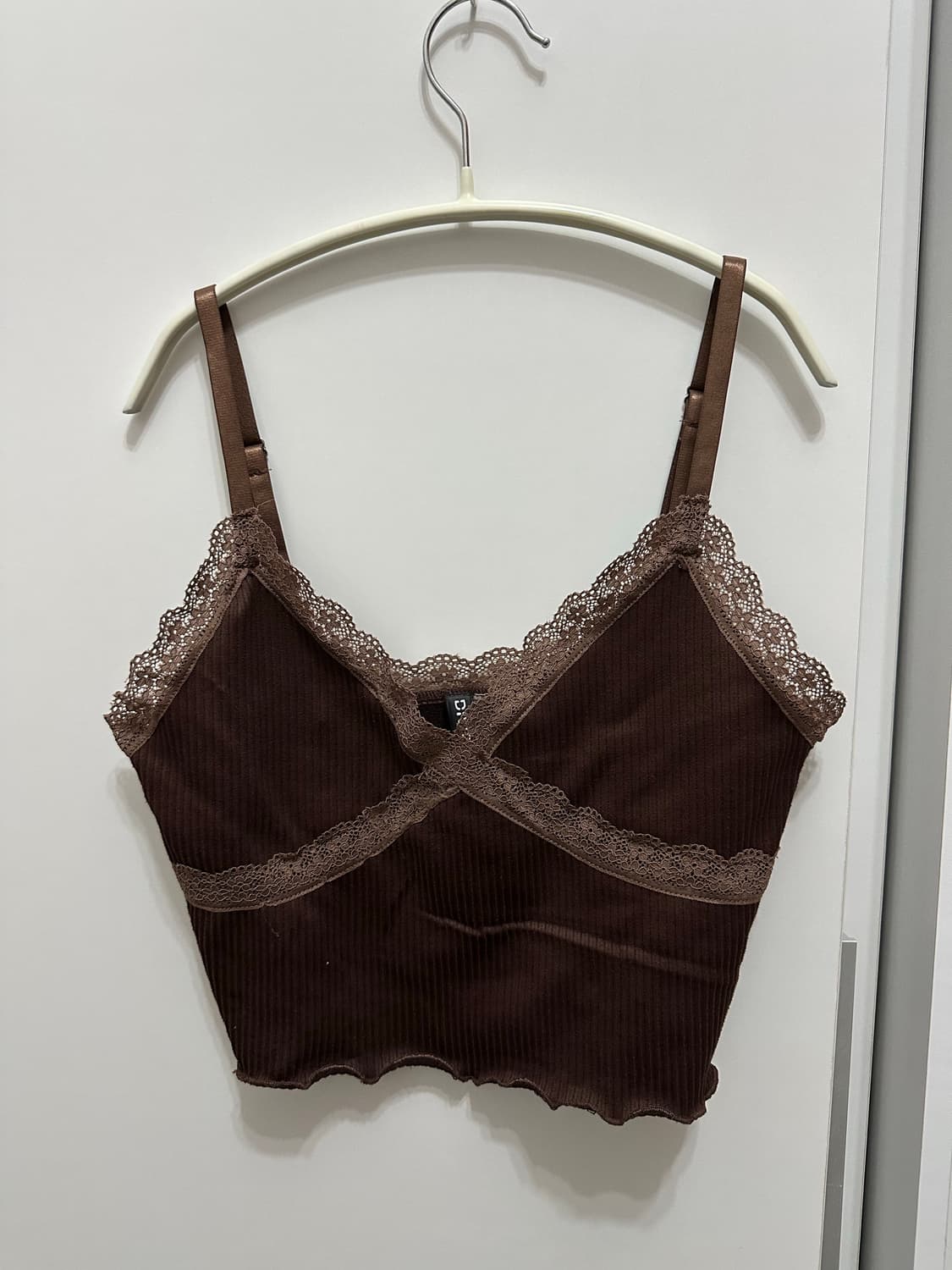 H&M 레이스 크롭 나시 브라운 상품이미지1