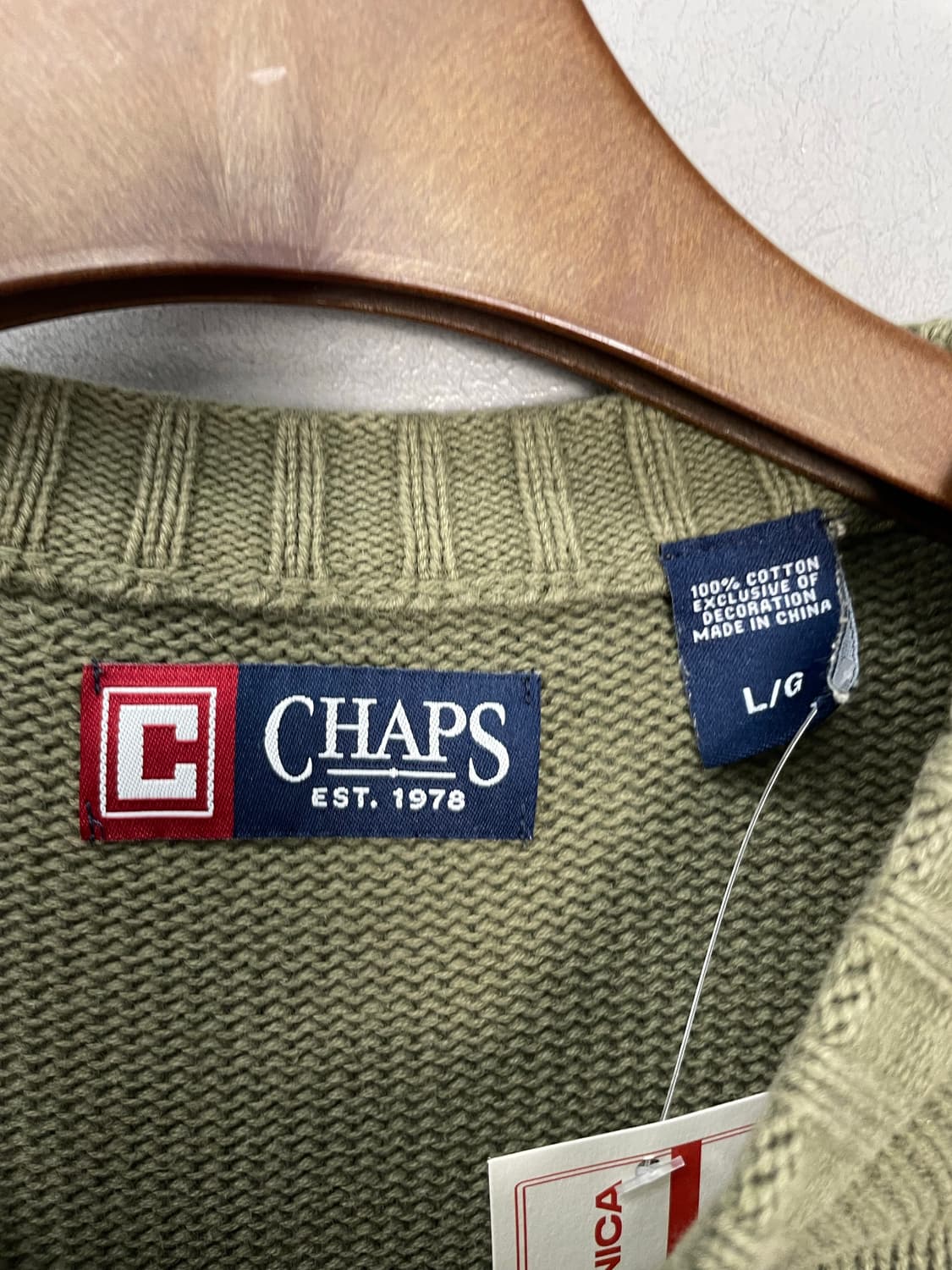 챕스 카키 코튼 라운드넥 니트 H768 상품이미지5