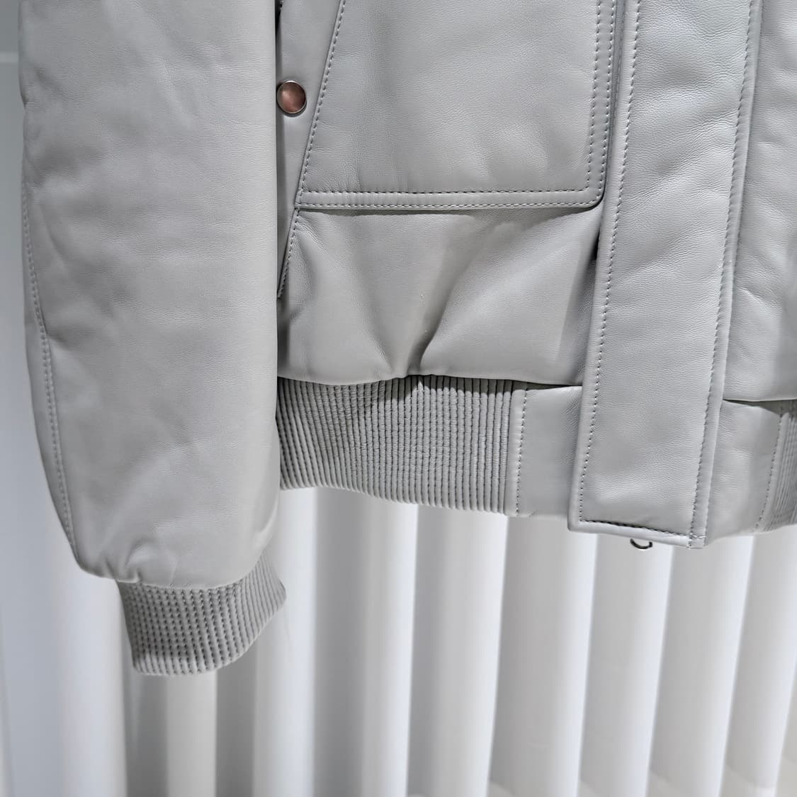 (A+/50) / 솔리드옴므 양가죽 램스킨 레더 MA1 블루종 봄버 자켓 상품이미지5