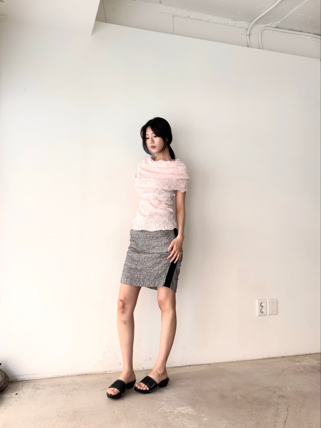 MICHAA Shirring side tencel skirt 상품이미지5