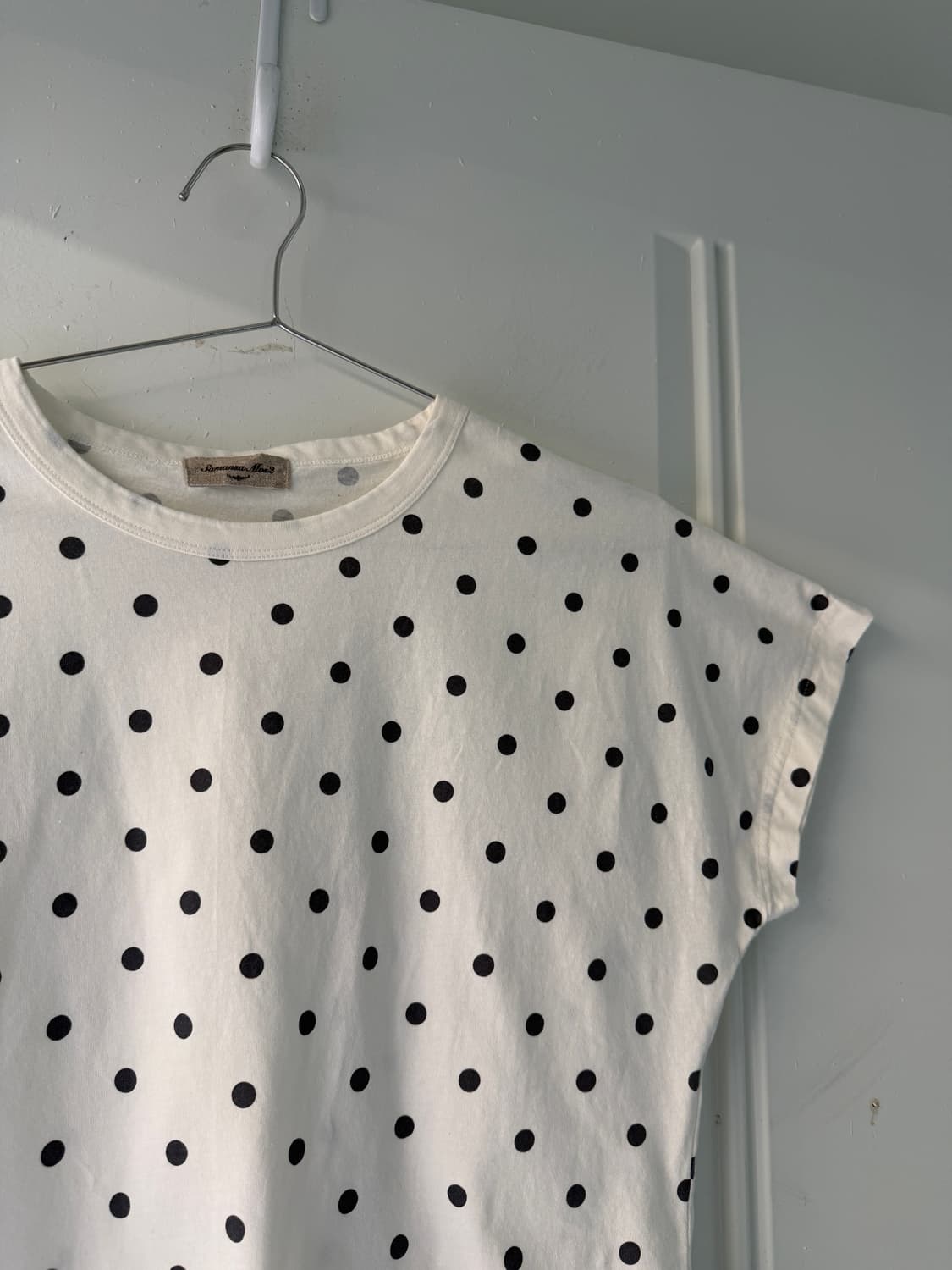 일본빈티지 코튼 도트 반팔티 상품이미지5