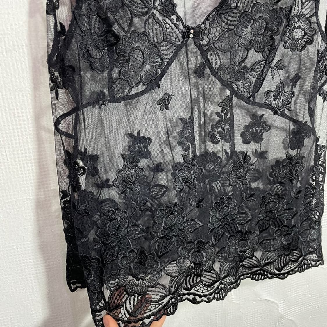 나비 자수 시스루 슬리브리스 상품이미지5