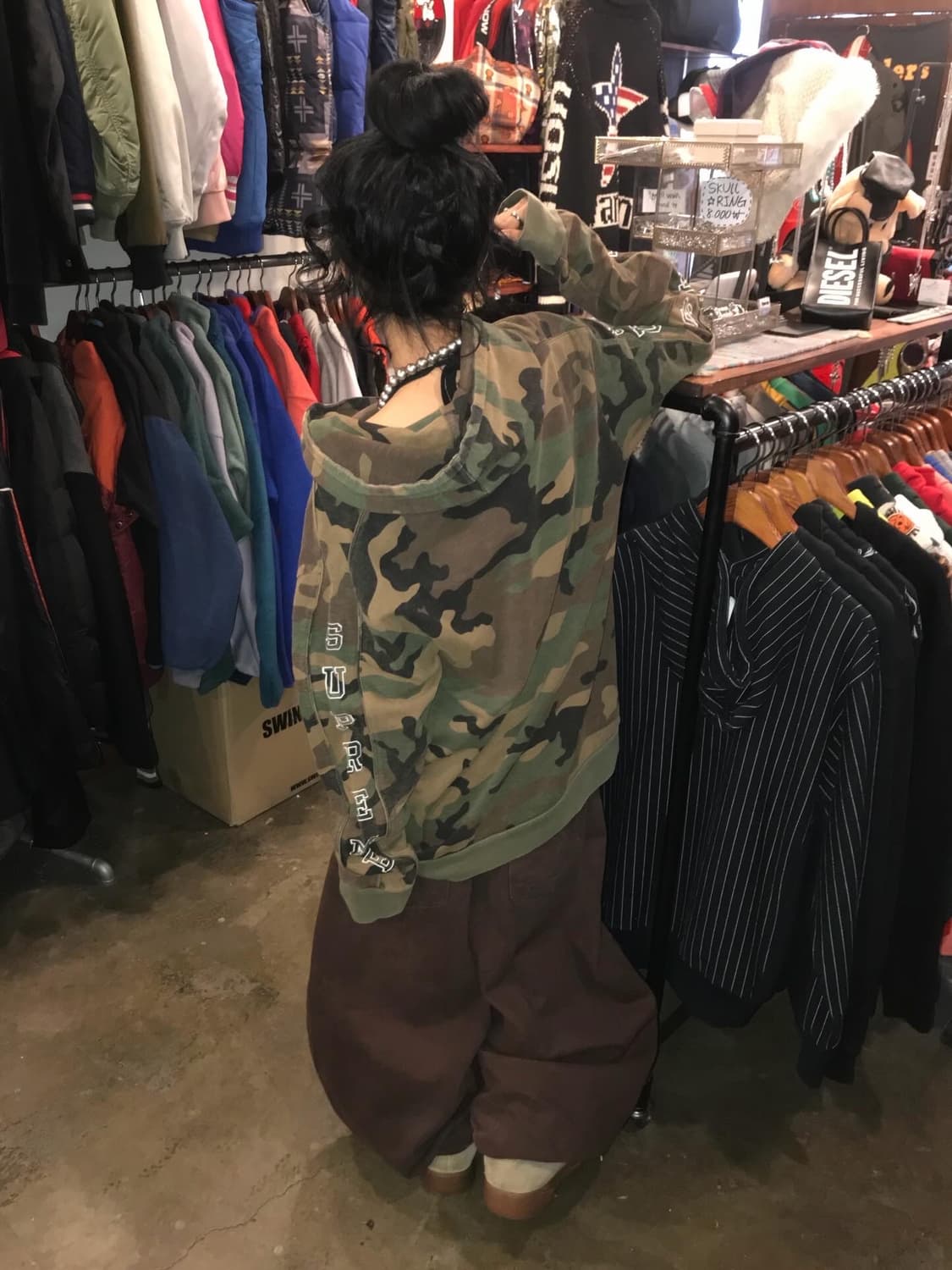 슈프림 사이드 로고 자수 카모 후드 롱슬리브  상품이미지4