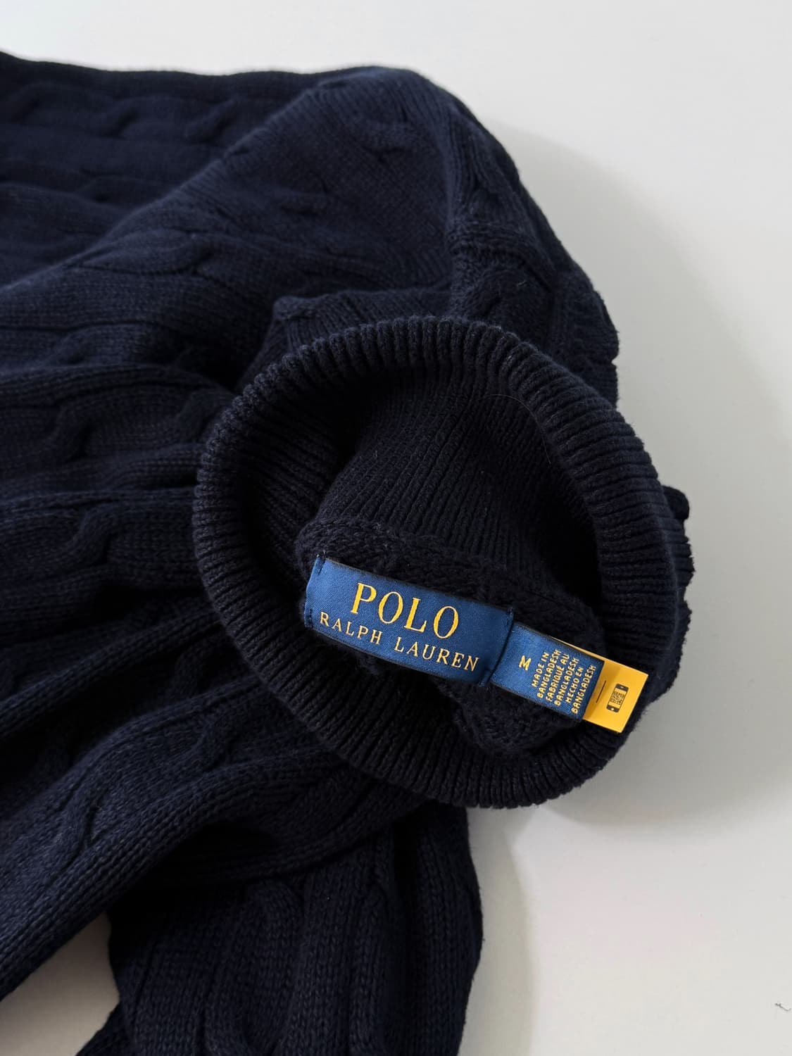 폴로 랄프로렌 루즈핏 신형 QR라벨 딥네이비 폴라 케이블 니트 상품이미지5
