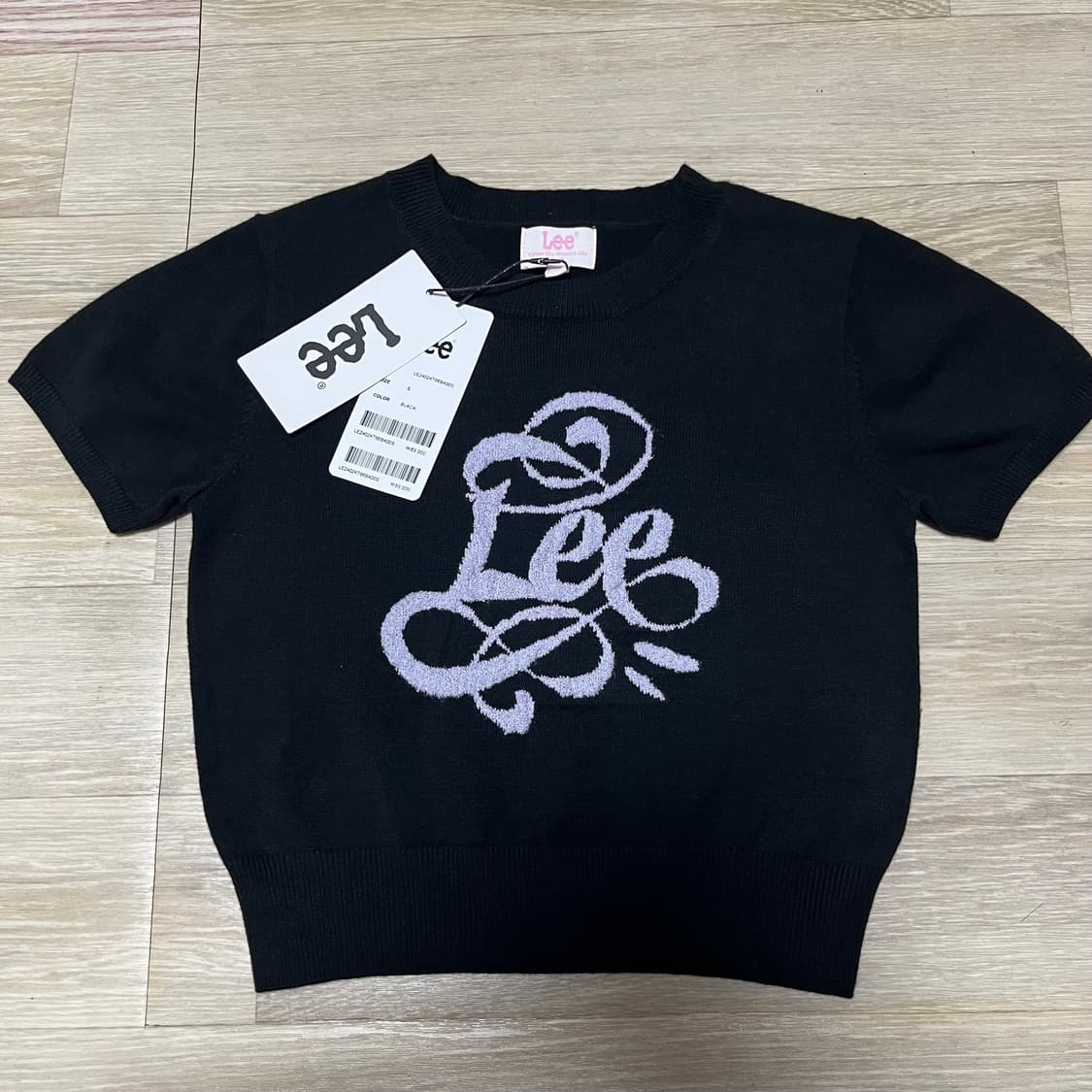 (S) 새상품 리 Lee 우먼스 그래픽 반팔 니트 블랙 상품이미지2