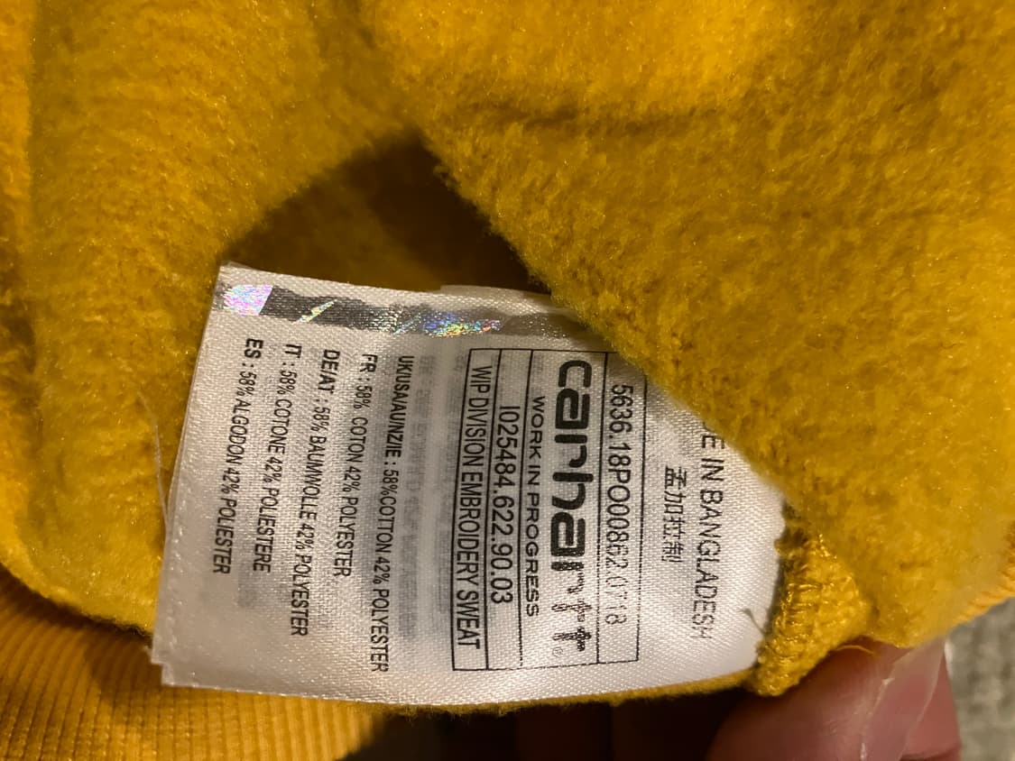 칼하트wip 디비전 스웻셔츠 맨투맨 옐로우 L 상품이미지4