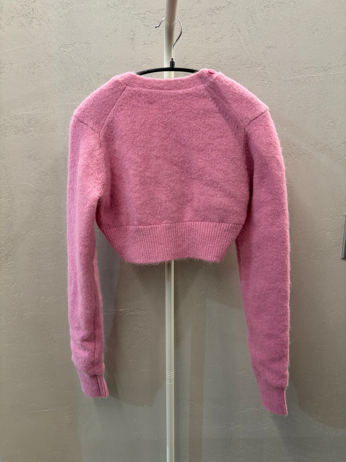 일본 디자이너 브랜드 INSCRIRE 핑크 크롭 가디건 M 상품이미지6