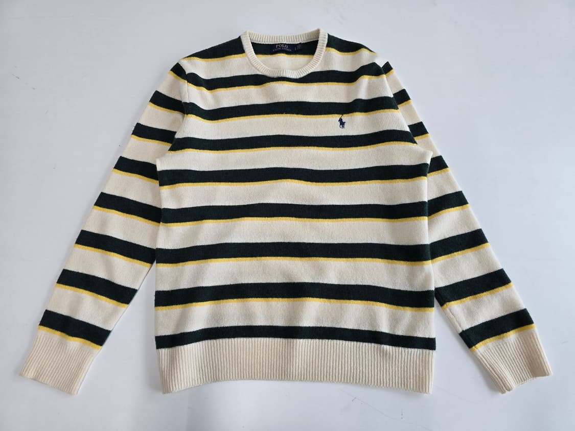 폴로 랄프로렌 스트라이프 울 니트 그린/아이보리 LG 상품이미지1