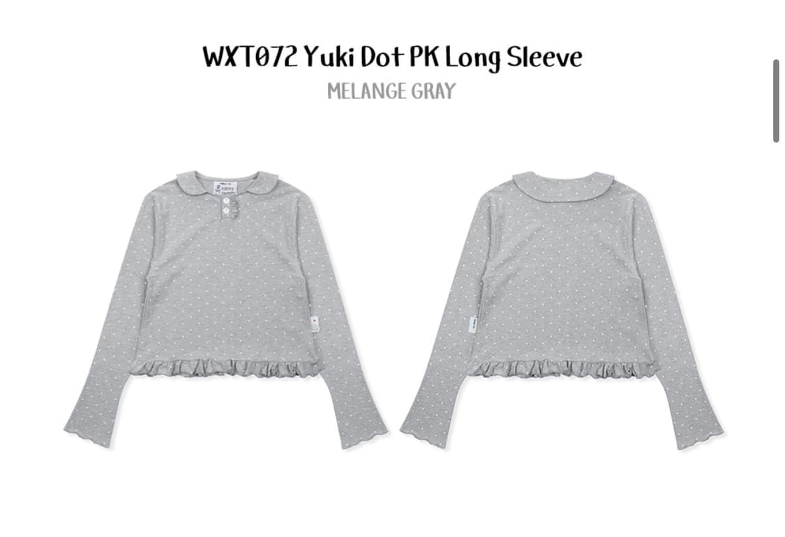 루나키후 유키 도트 PK 롱슬리브 멜란지 그레이 상품이미지3