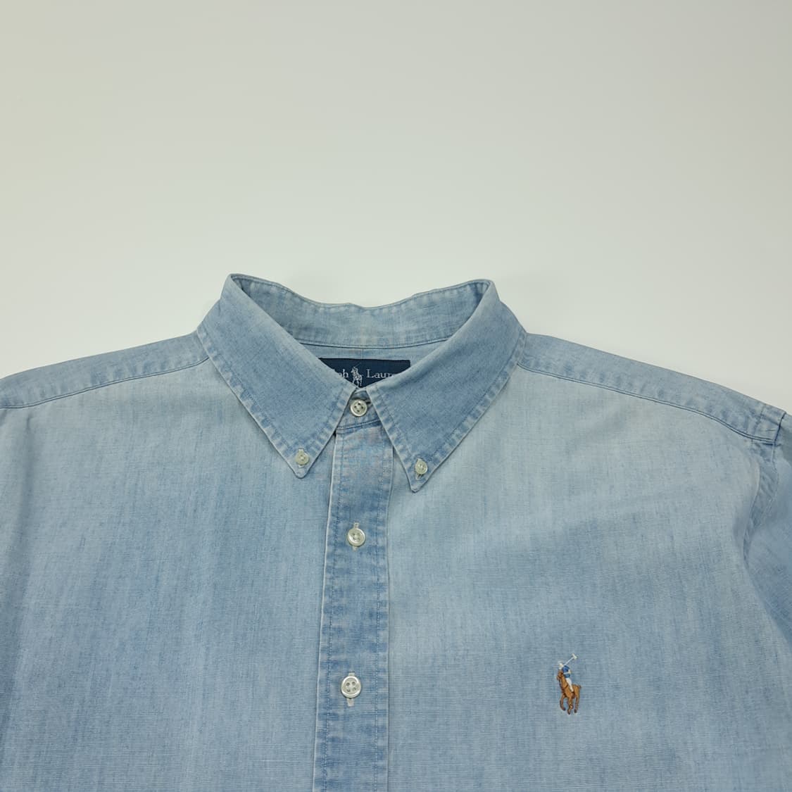 CL242 2XL 폴로 90s 멀티포니 샴브레이 블루 셔츠 남방 상품이미지2