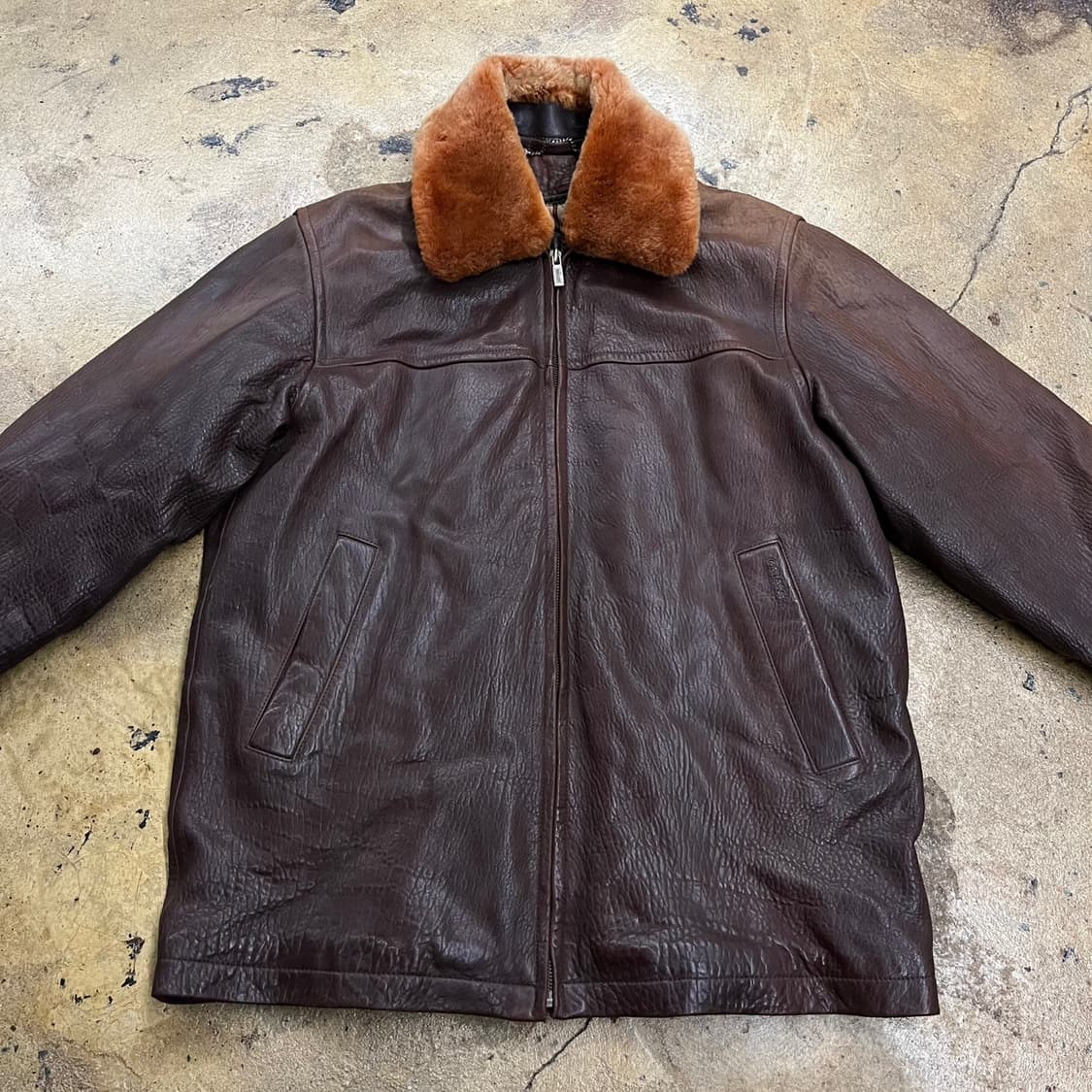 [정품/95] 갤럭시 브라운 가죽 무스탕 자켓 b10 상품이미지3