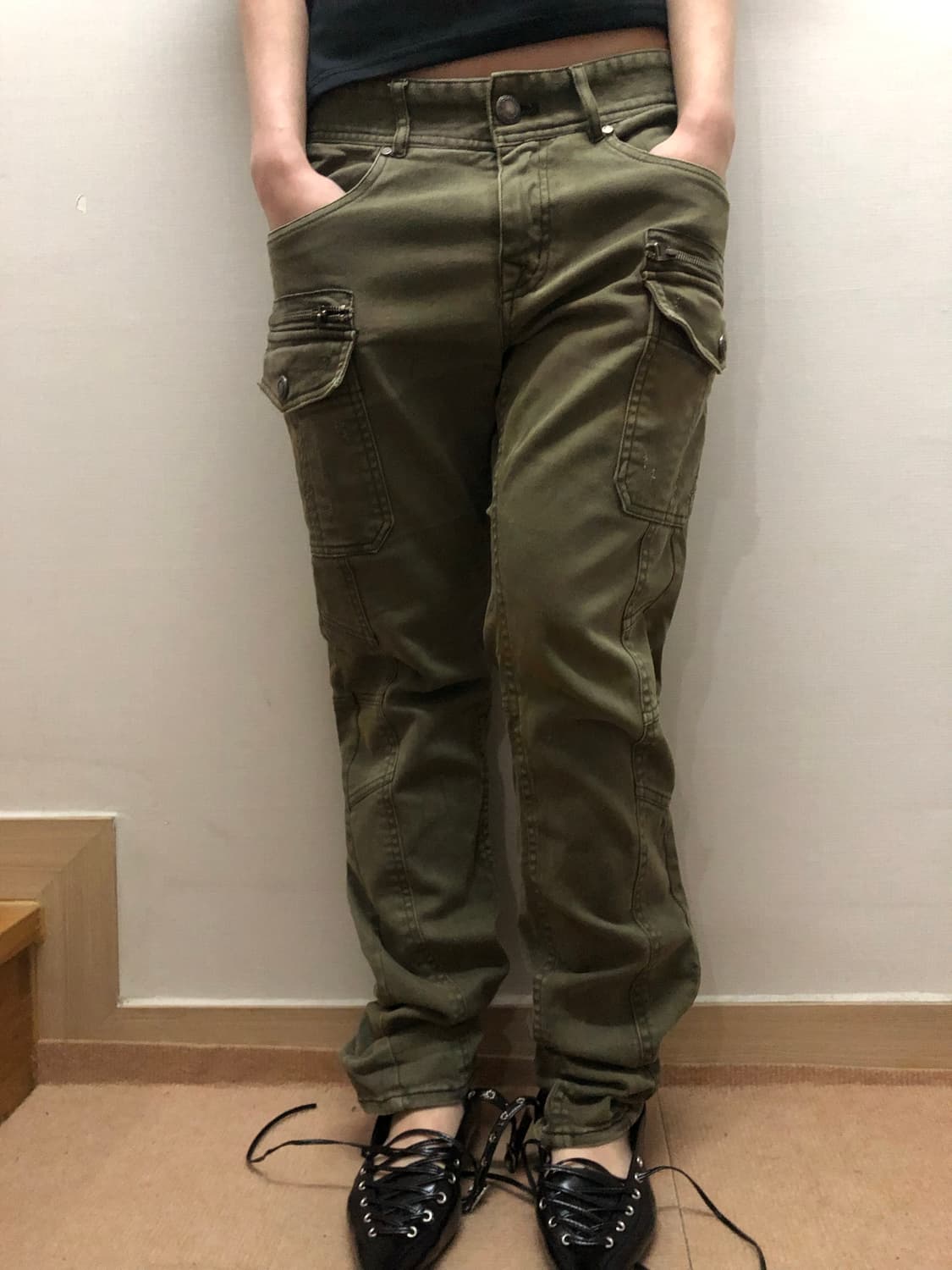 빈티지 버카루 카키 펑크 카고 팬츠 상품이미지6