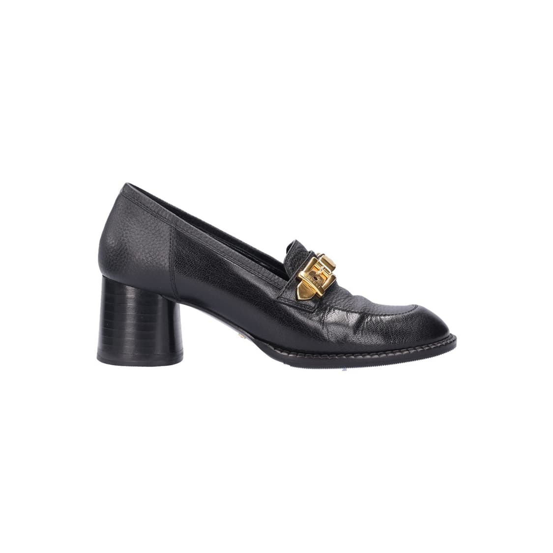 구찌 626594 체인 미드 힐 로퍼 레더 블랙 & 골드 36 상품이미지8