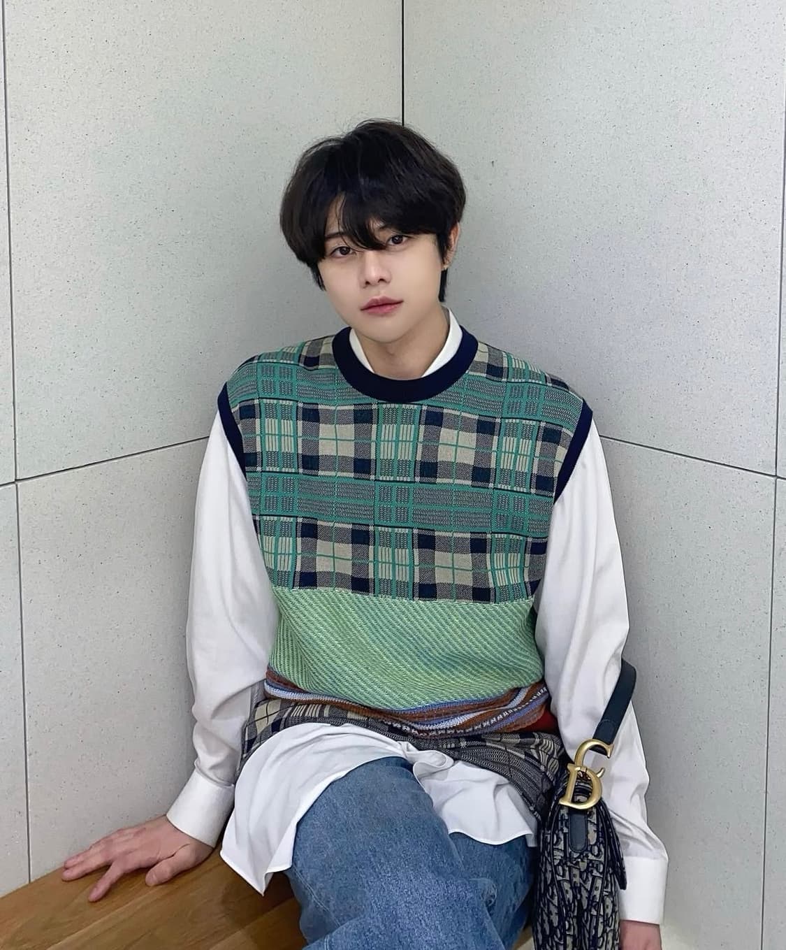 우영미 패치워크 니트 베스트 상품이미지1