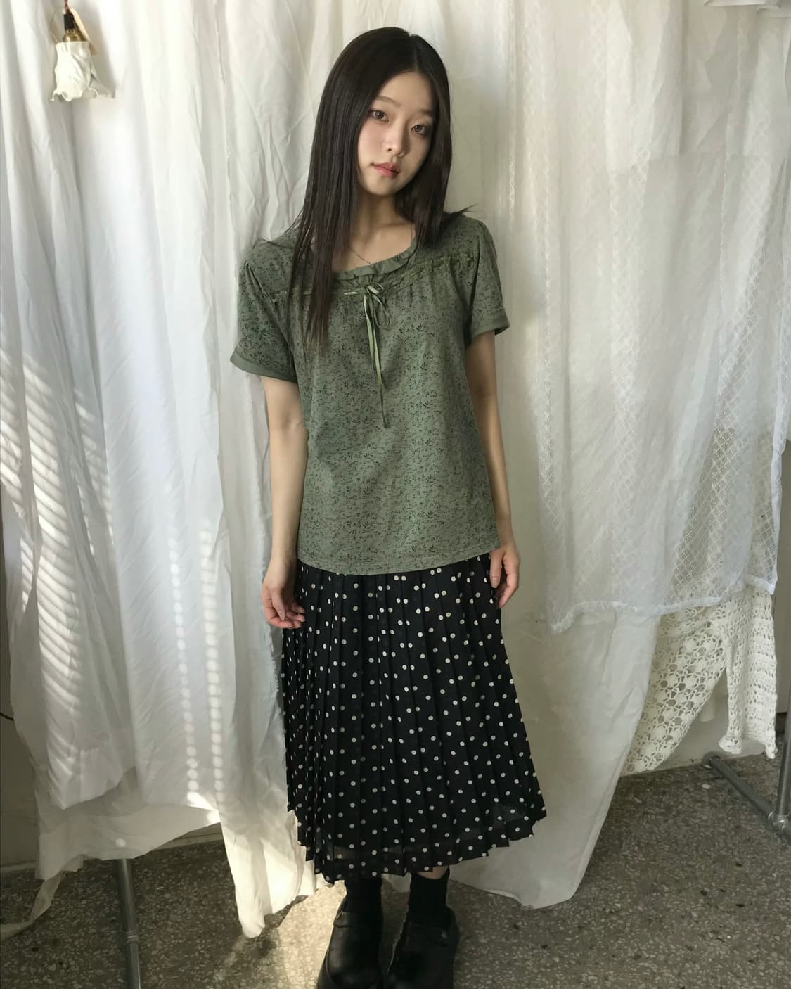 Kaiteki 잔꽃무늬 블라우스 상품이미지4
