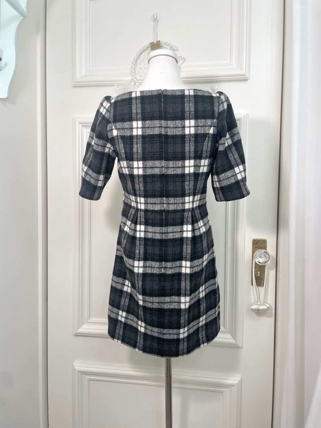 charcoal&white check puff pleats point p 상품이미지2