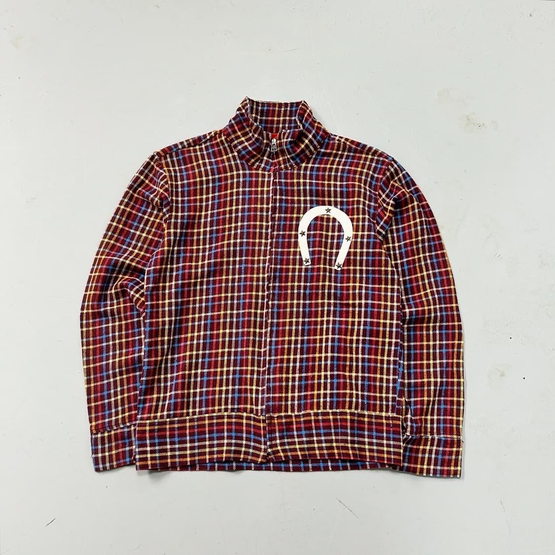 인디언 모터사이클 체크 집업 블루종 상품이미지1