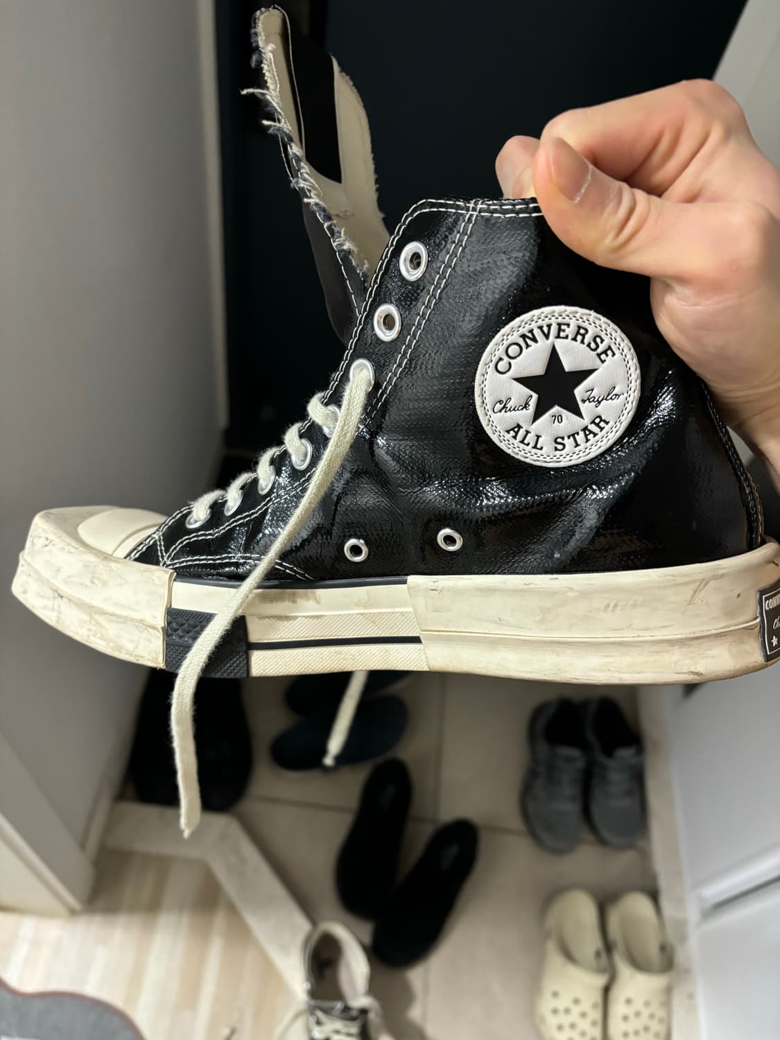 컨버스 다크쉐도우 터보다크 척 70 하이 블랙 래커드 데님 상품이미지6