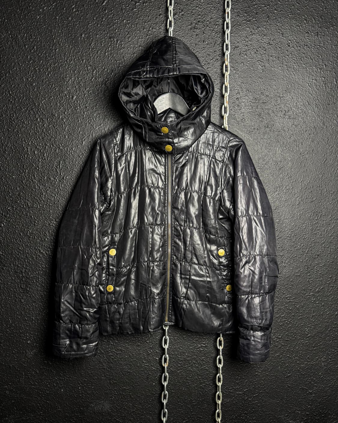 Glossy Black Hooded Jacket 상품이미지1