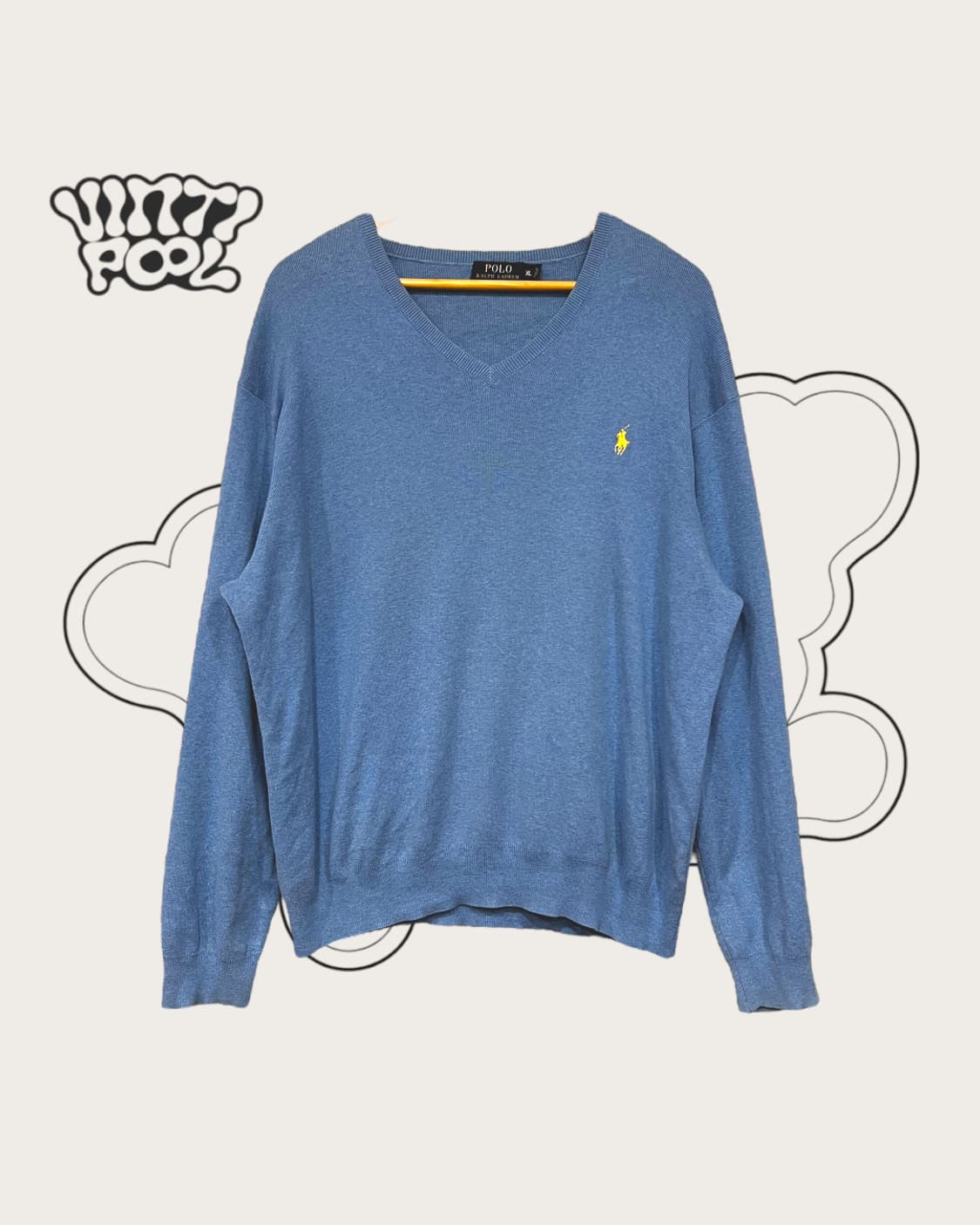 폴로랄프로렌 피마코튼 100% 브이넥 니트 XL 소라 상품이미지1