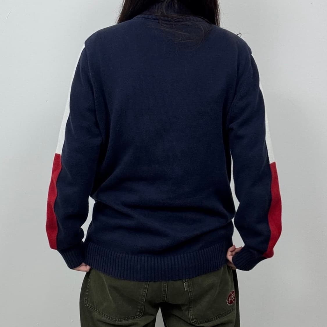 [S] Tommy 타미힐피거 우먼즈 네이비 반집업 코튼 니트 상품이미지4