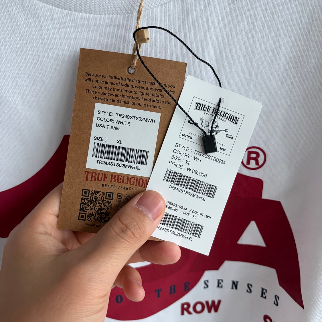 새상품(XL)트루릴리젼 USA로고 반팔티셔츠 화이트 상품이미지2