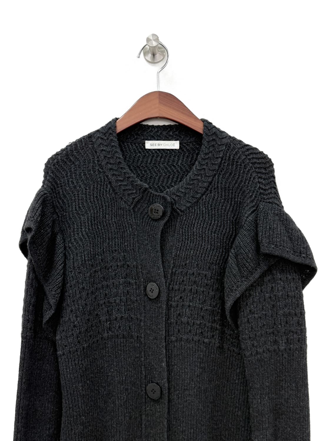 씨바이 끌로에 울 블렌드 텍스처드 롱 가디건 상품이미지4