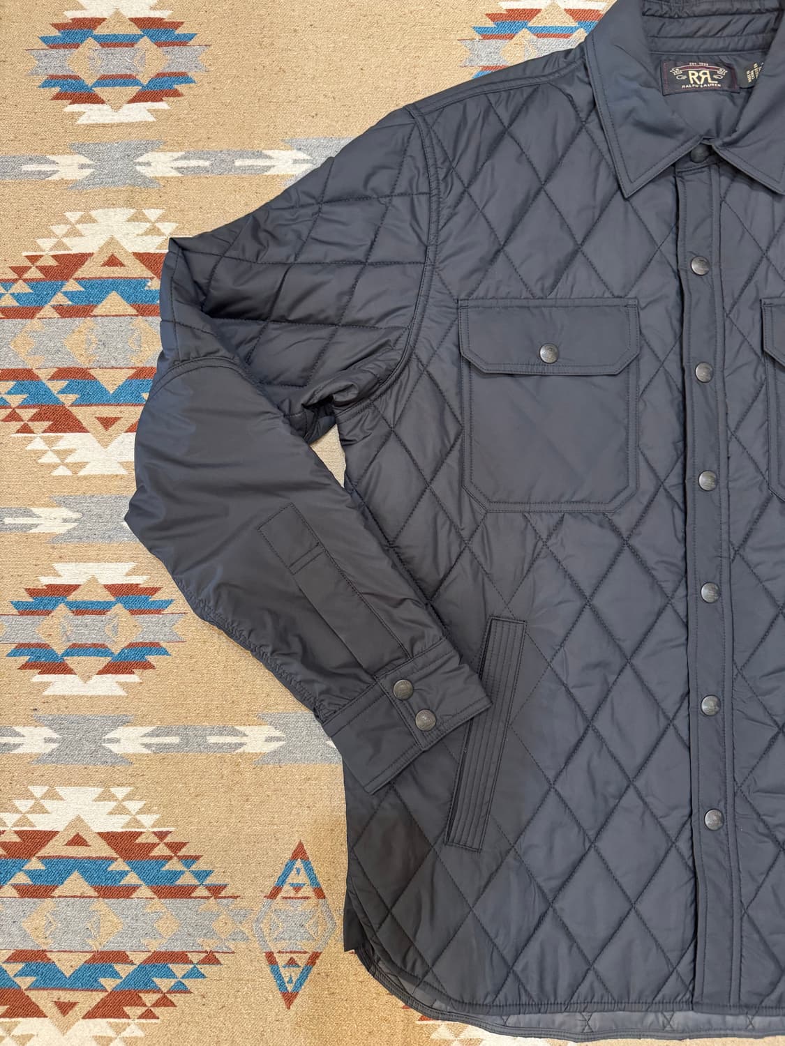 [M] RRL 더블알엘 퀼티드 셔츠 자켓 블랙  상품이미지3