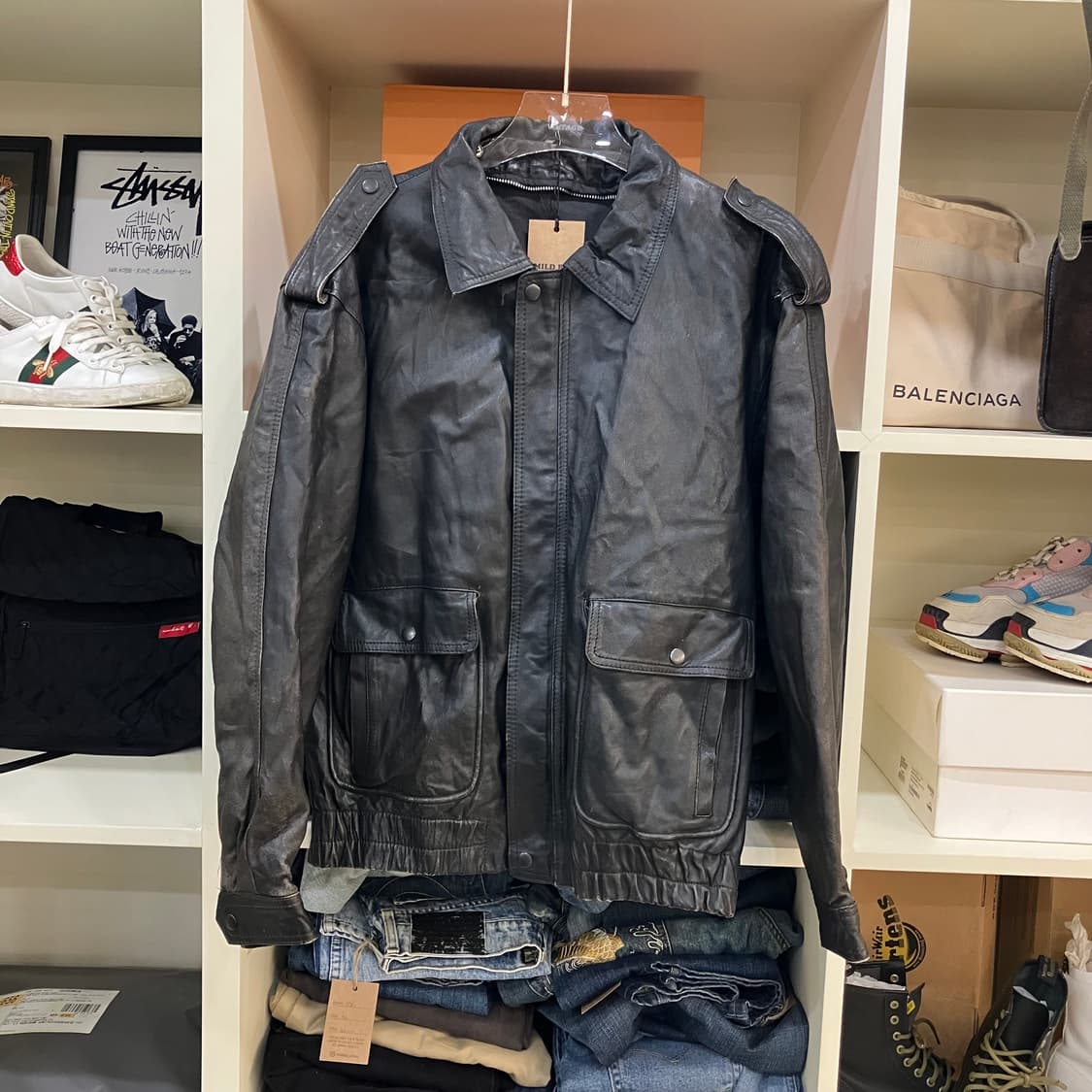 VTG 빈티지 양가죽 봄버 자켓 L 상품이미지1