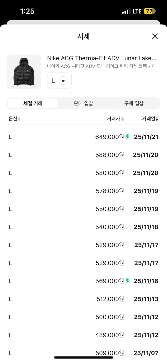 나이키 ACG 써마핏 블랙 패딩 자켓 L 상품이미지2
