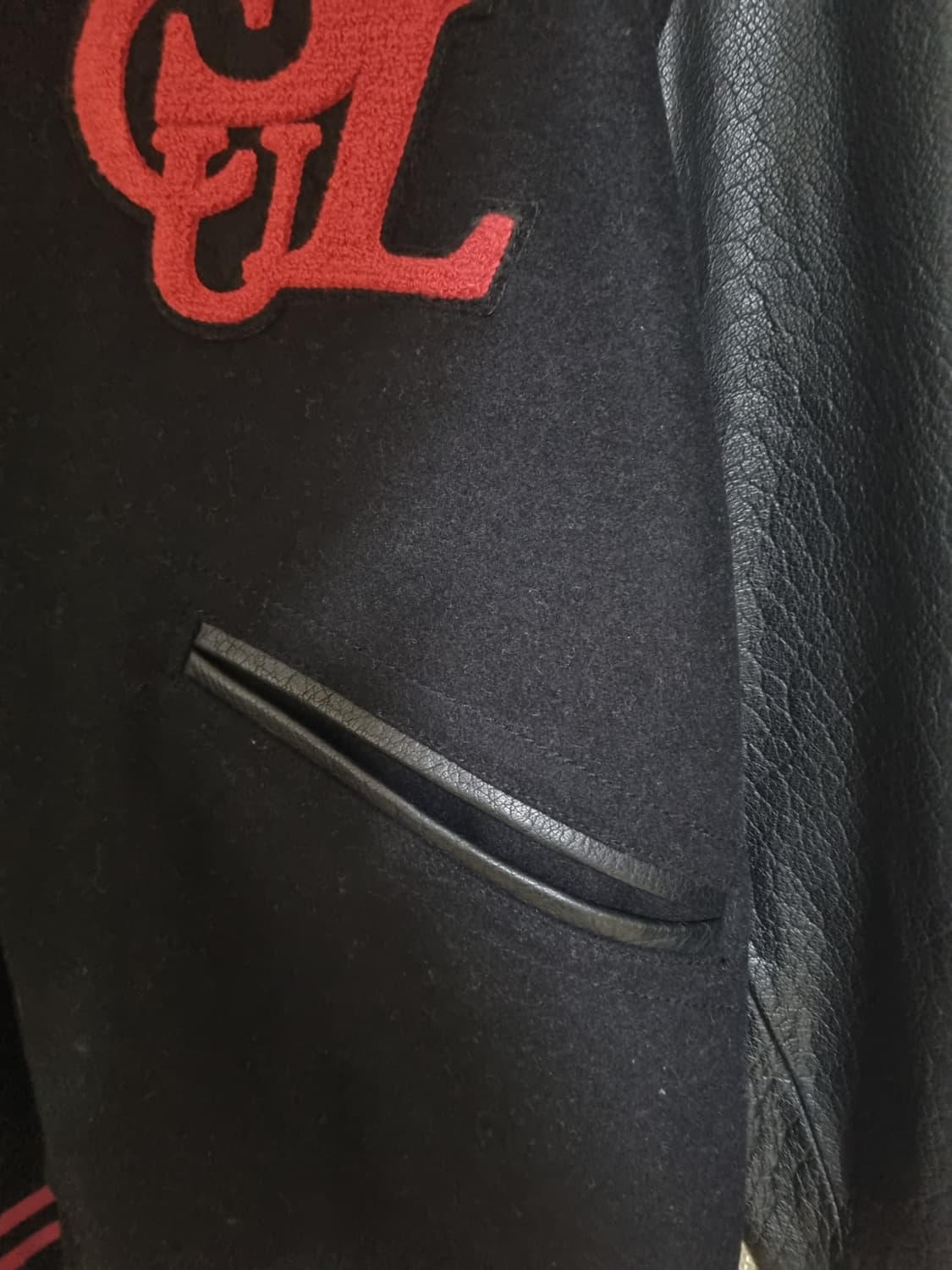 스컬프터 버팔로 레더 바시티 자켓 블랙 (L) 상품이미지5