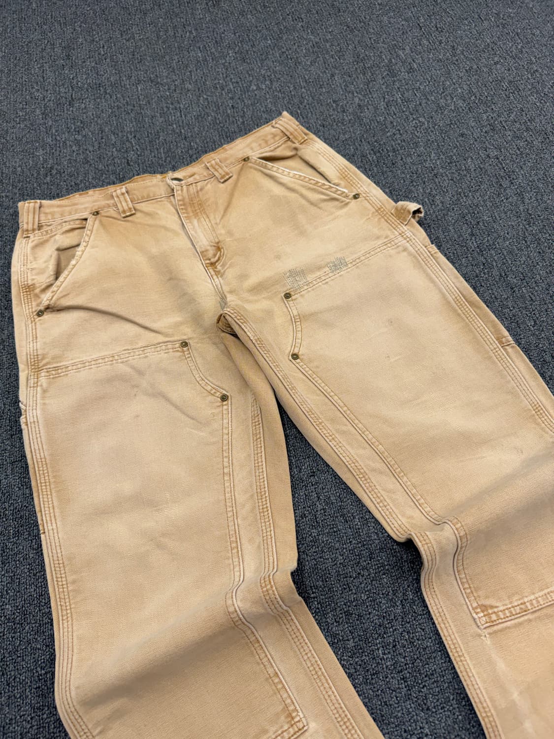 칼하트 빈티지 베이지 더블니 워크팬츠 상품이미지2