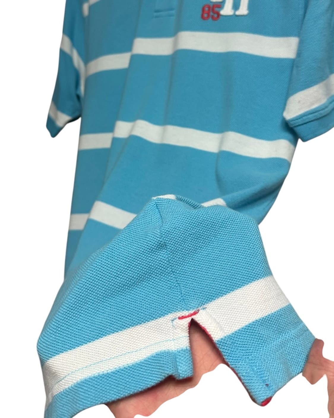 타미힐피거 스트라이프 카라티 아쿠아블루 XL size 상품이미지4