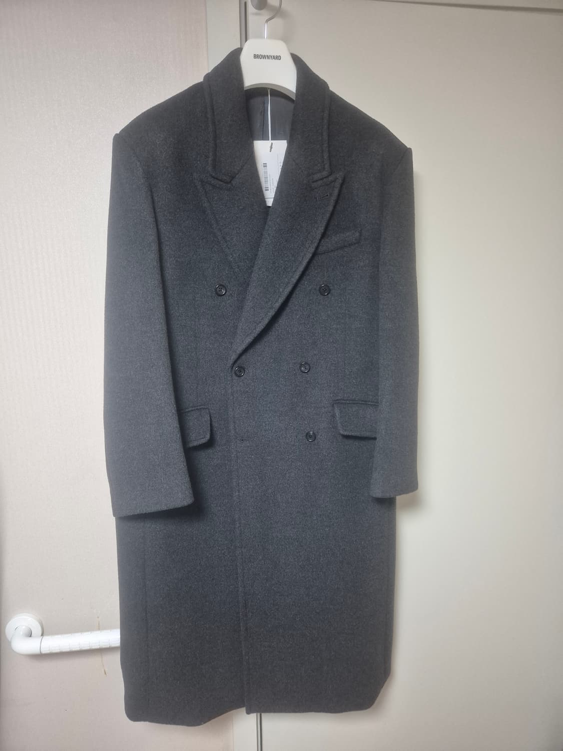 [5]브라운야드 더블 브레스티트 코트 차콜 상품이미지2