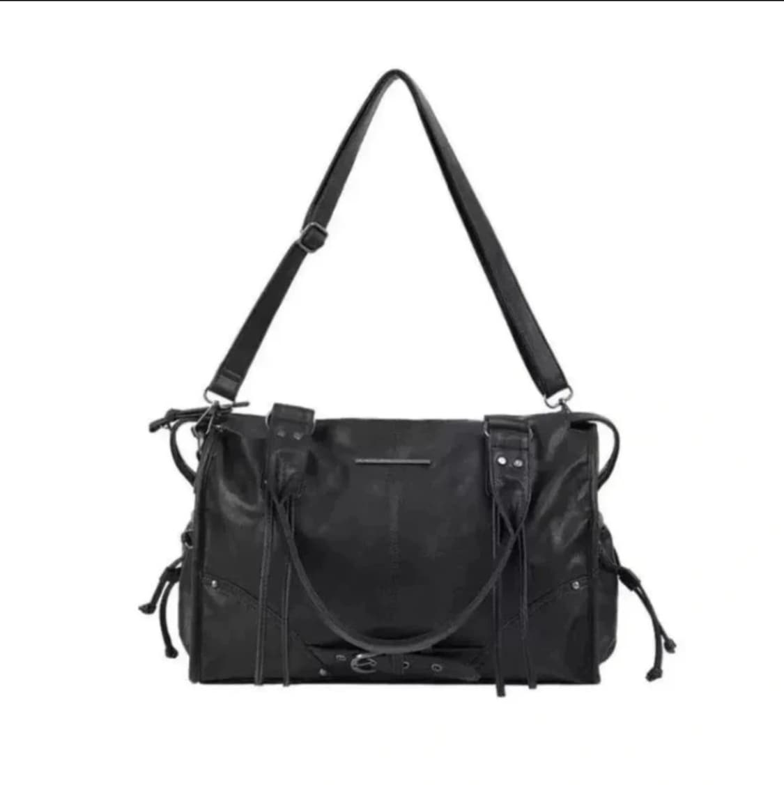 팬시클럽 벨티드 워싱 레더 백 블랙 | FANCY CLUB 새상품 상품이미지1