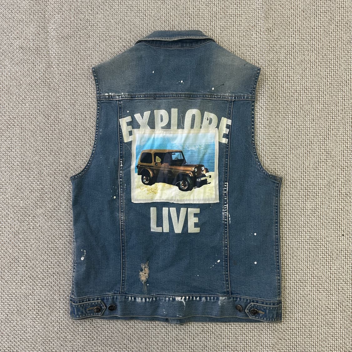 90 지프 빈티지 패치 데님 조끼 0407D 상품이미지4