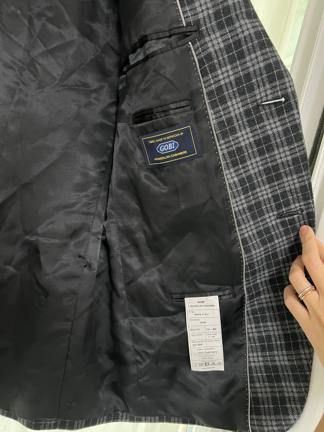 GOBI 고비 100% 캐시미어 체크 자켓 (남성 50 / Slim Fi 상품이미지6
