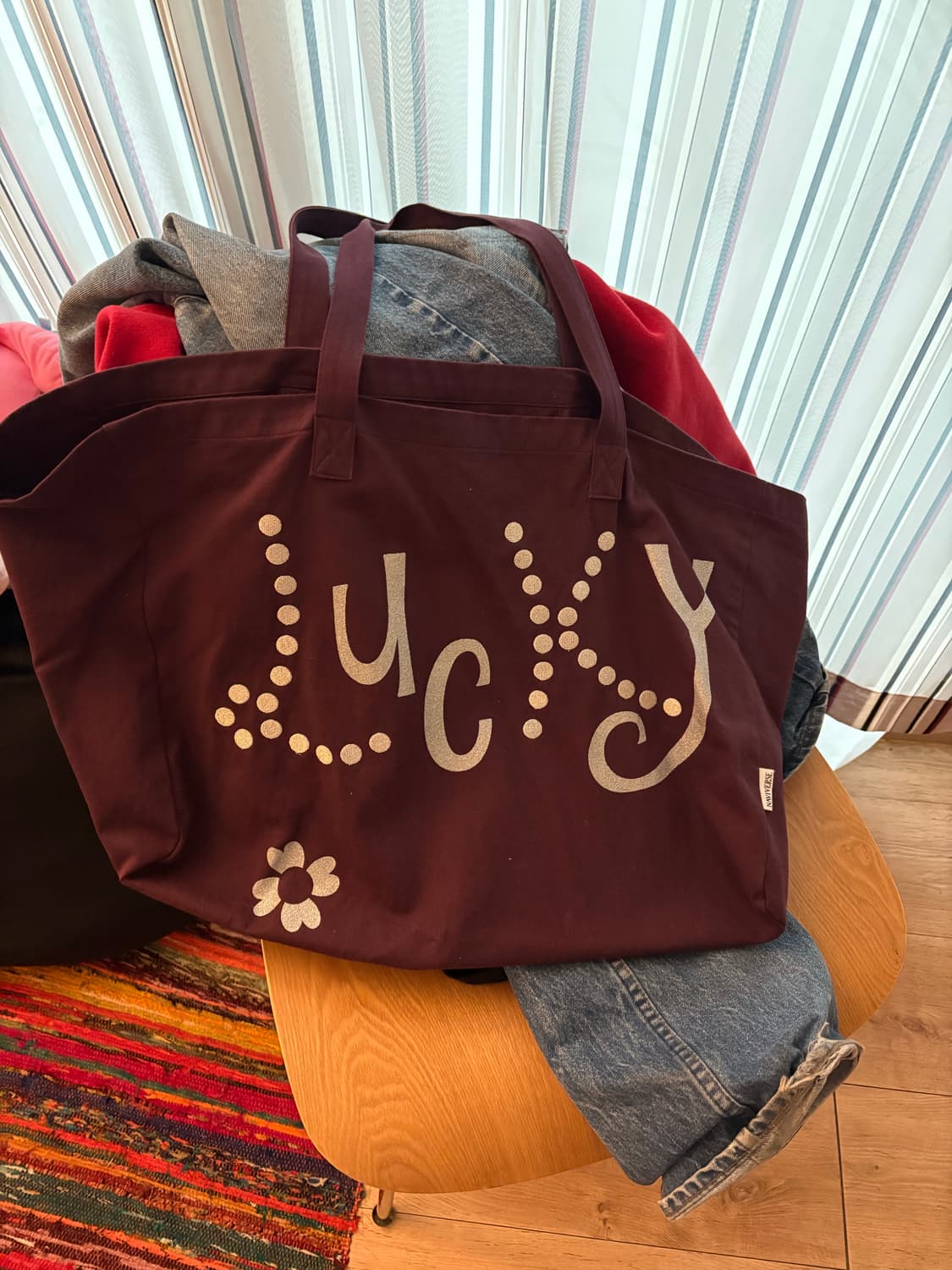 나비버스 lucky tote bag 버건디 상품이미지1
